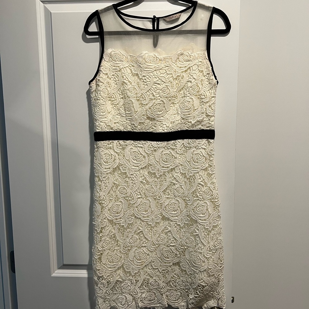 White lace dress with illusion top size L